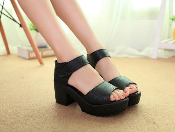 Fashion Sandals Women Summer shoes wedges Open Toe Thick Heel Mujer Soft PU Women Platform Sandals high-heeled Shoes Woman-Dollar Bargains Online Shopping Australia