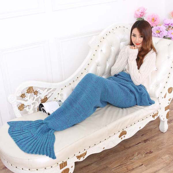 yarn knitted Mermaid Tail blanket handmade crochet mermaid blanket adult throw bed Wrap super soft sleeping bag 90cm 195cm-Dollar Bargains Online Shopping Australia