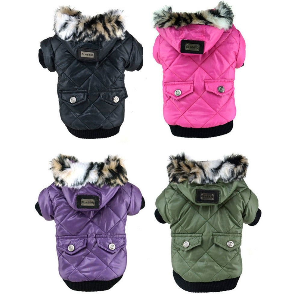 Large Puppy Dog Cute Warm Coat For Pet Faux Pockets Fur Trimmed Dog Hoodies Jacket Costume-Dollar Bargains Online Shopping Australia