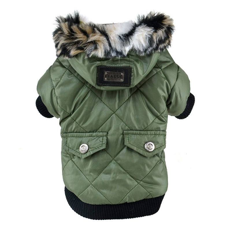 Large Puppy Dog Cute Warm Coat For Pet Faux Pockets Fur Trimmed Dog Hoodies Jacket Costume-Dollar Bargains Online Shopping Australia