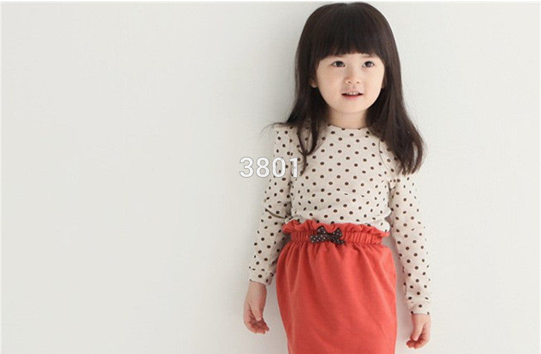 Korean Baby Kids Girl Dots Long Sleeve T-shirt Tops Blouse Tee Shirt 2-7Year-Dollar Bargains Online Shopping Australia