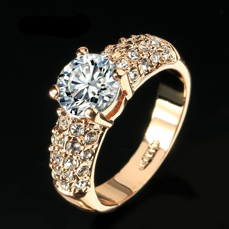 Engagement Wedding Rings CZ Diamond 18K Rose Gold Plated Fashion Brand Rhinestone Ring Jewelry For Women anel DFR105-Dollar Bargains Online Shopping Australia