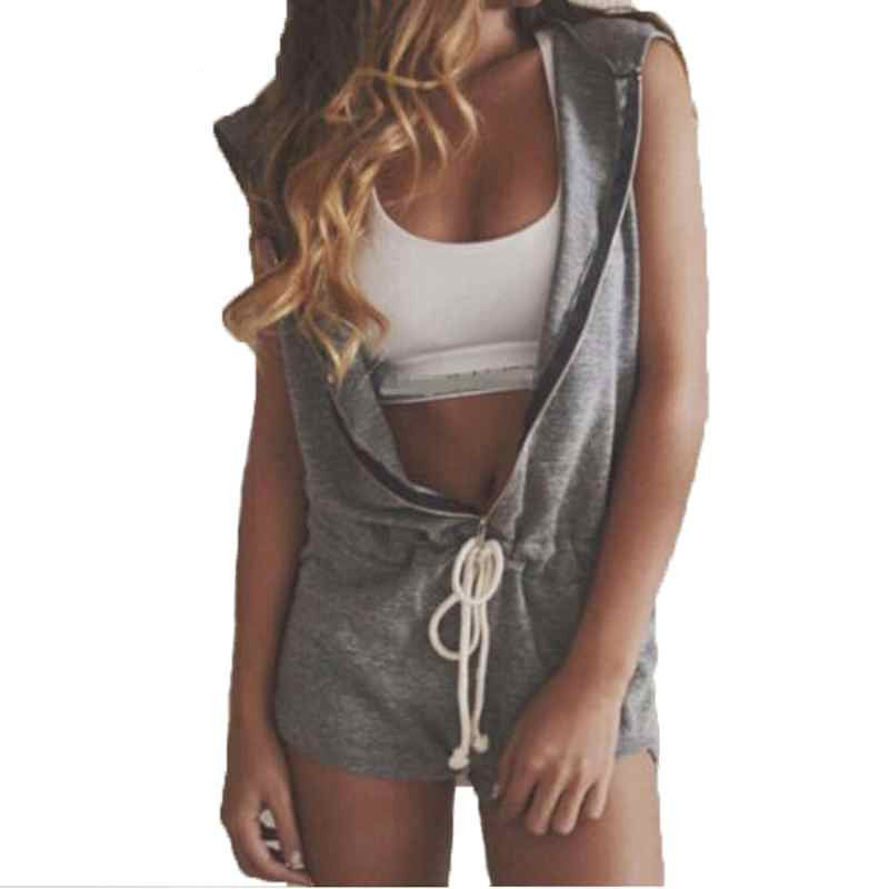 Womens Hooded Romper Sleeveless V Neck Jumpsuits Ladies Casual Clothing Plus Size S-5XL-Dollar Bargains Online Shopping Australia