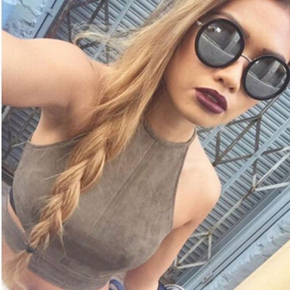 Sexy Lace Up Women Cropped Tanks Tops Vest Sexy Sleeveless Suede Bralette Bandage Crop Tops Camisole S-XL-Dollar Bargains Online Shopping Australia