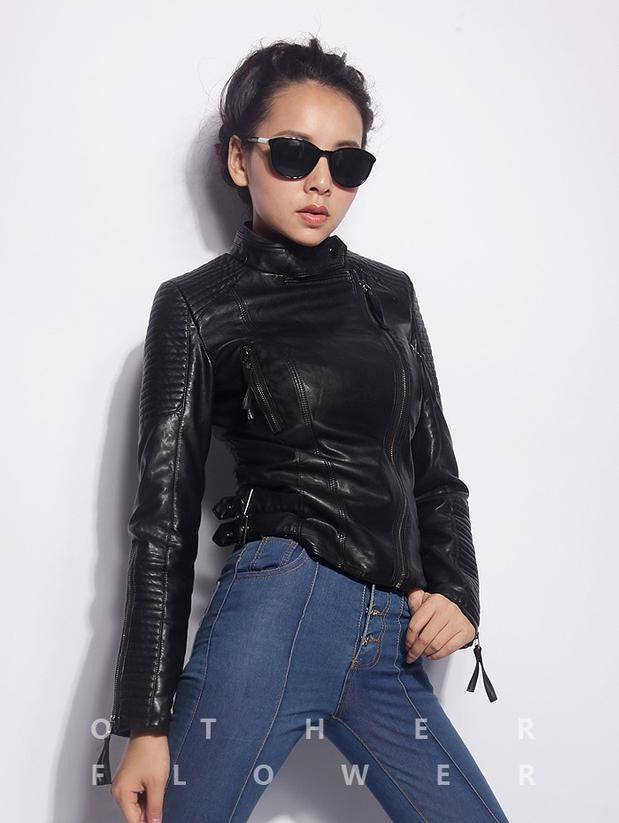 Autumn Winter Fashion Brand Women Faux Leather Jacket Zipper Motorcycle Leather Coat Slim Short Design PU Jacket-Dollar Bargains Online Shopping Australia