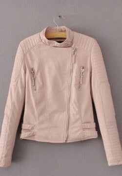 Autumn Winter Fashion Brand Women Faux Leather Jacket Zipper Motorcycle Leather Coat Slim Short Design PU Jacket-Dollar Bargains Online Shopping Australia