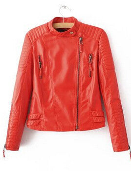 Autumn Winter Fashion Brand Women Faux Leather Jacket Zipper Motorcycle Leather Coat Slim Short Design PU Jacket-Dollar Bargains Online Shopping Australia