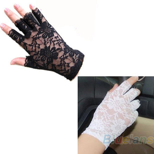 Goth Party Sexy Dressy Women Lady Lace Gloves Mittens AccessoriesFingerless Black White 011C-Dollar Bargains Online Shopping Australia