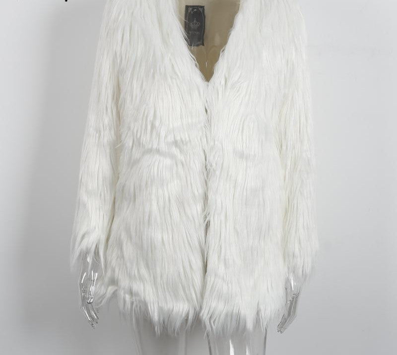 Elegant faux fur coat women Fluffy warm long sleeve female outerwear Black chic autumn winter coat jacket hairy overcoat-Dollar Bargains Online Shopping Australia