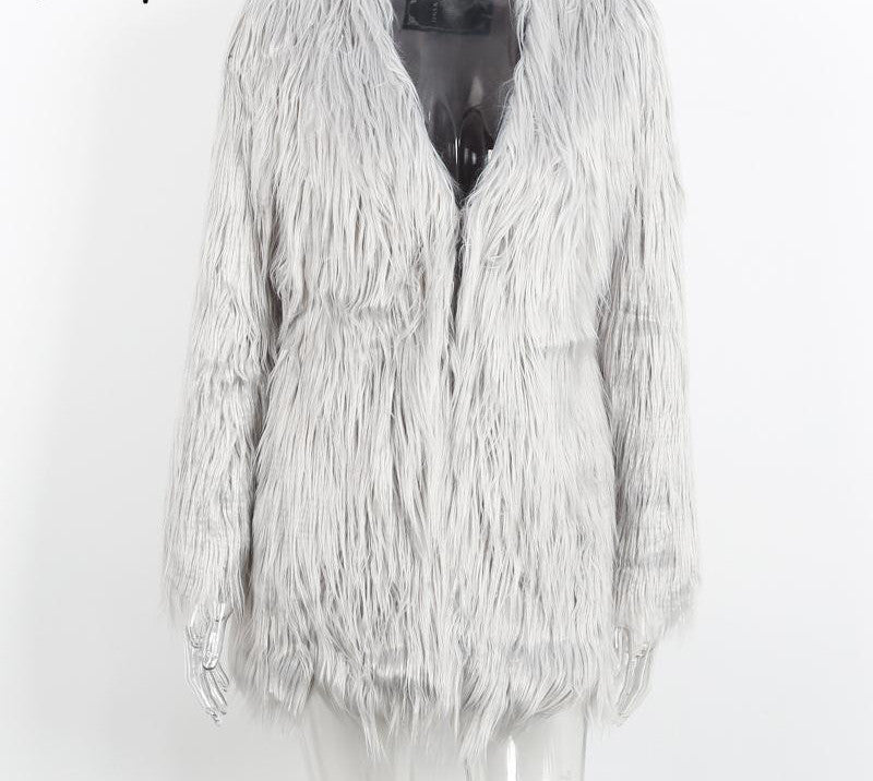 Elegant faux fur coat women Fluffy warm long sleeve female outerwear Black chic autumn winter coat jacket hairy overcoat-Dollar Bargains Online Shopping Australia
