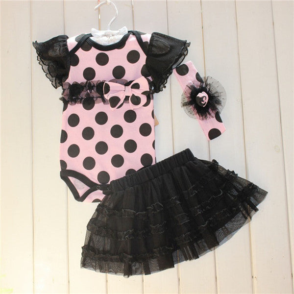 1 Set born Infant Baby's Sets Girl Polka Dot Headband + Romper + TUTU Skirt Outfit Baby-Dollar Bargains Online Shopping Australia