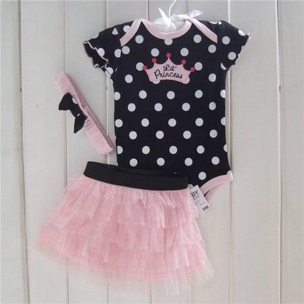1 Set born Infant Baby's Sets Girl Polka Dot Headband + Romper + TUTU Skirt Outfit Baby-Dollar Bargains Online Shopping Australia