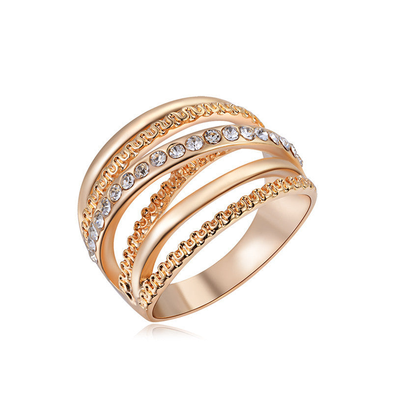 18K Rose Gold Plated Elegant Rhinestone Zirconia Jewelry Finger Rings for Women Wedding Band Classic Rings Size 6 7 8-Dollar Bargains Online Shopping Australia
