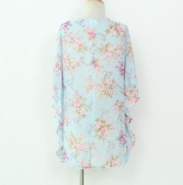Women Blouses Plus Sizes Floral Cardigan Women Tops Chiffon Batwing Blouse Kimono Cardigan-Dollar Bargains Online Shopping Australia