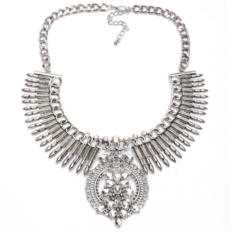 Collar ZA Necklaces & Pendants Vintage Crystal Maxi Choker Statement Silver Collier Femme Boho Big Fashion Women Jewellery-Dollar Bargains Online Shopping Australia