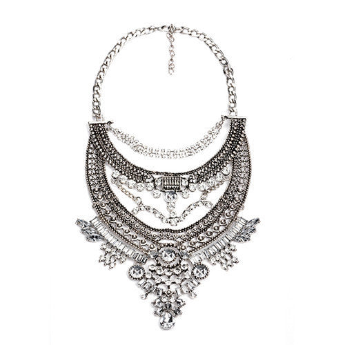 Collar ZA Necklaces & Pendants Vintage Crystal Maxi Choker Statement Silver Collier Femme Boho Big Fashion Women Jewellery-Dollar Bargains Online Shopping Australia