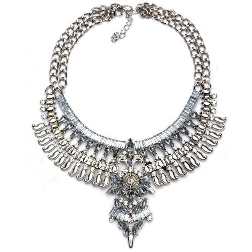 Collar ZA Necklaces & Pendants Vintage Crystal Maxi Choker Statement Silver Collier Femme Boho Big Fashion Women Jewellery-Dollar Bargains Online Shopping Australia