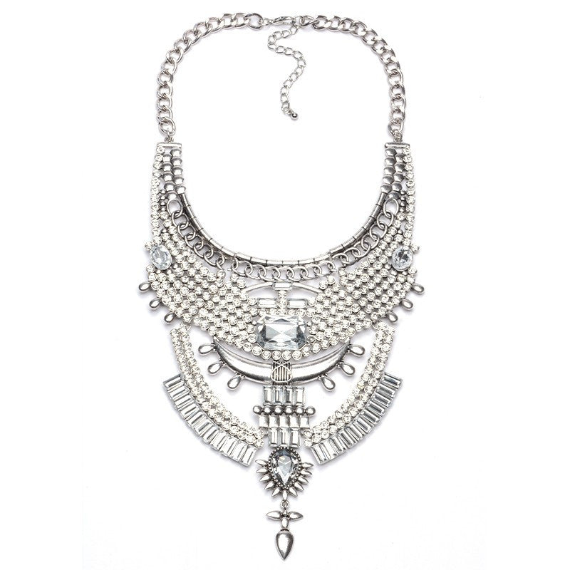 Collar ZA Necklaces & Pendants Vintage Crystal Maxi Choker Statement Silver Collier Femme Boho Big Fashion Women Jewellery-Dollar Bargains Online Shopping Australia