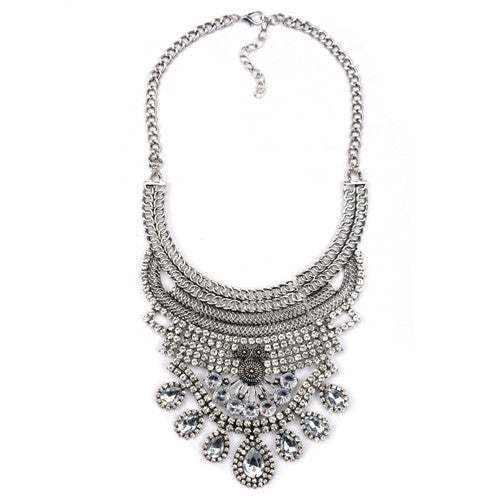 Collar ZA Necklaces & Pendants Vintage Crystal Maxi Choker Statement Silver Collier Femme Boho Big Fashion Women Jewellery-Dollar Bargains Online Shopping Australia