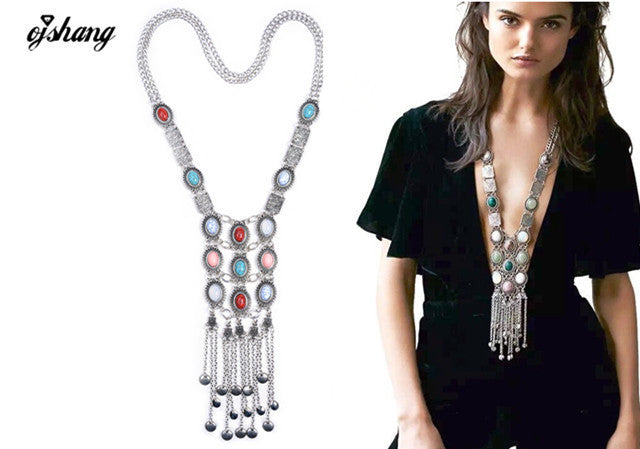 Collar ZA Necklaces & Pendants Vintage Crystal Maxi Choker Statement Silver Collier Femme Boho Big Fashion Women Jewellery-Dollar Bargains Online Shopping Australia