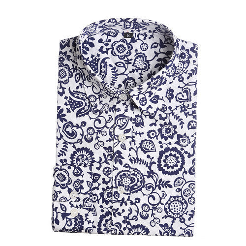 Dioufond Floral Long Sleeve Vintage Blouse Cherry Turn Down Collar Shirt Blusas Feminino Ladies Blouses Womens Tops Fashion-Dollar Bargains Online Shopping Australia