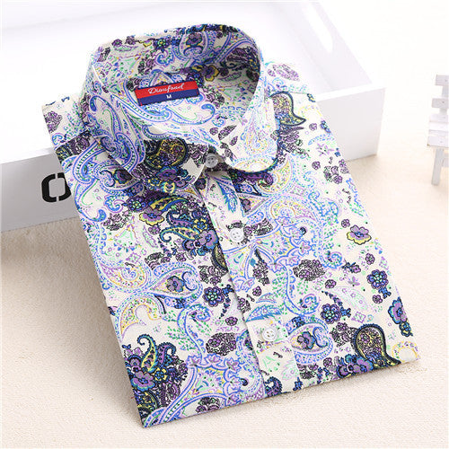 Dioufond Floral Long Sleeve Vintage Blouse Cherry Turn Down Collar Shirt Blusas Feminino Ladies Blouses Womens Tops Fashion-Dollar Bargains Online Shopping Australia