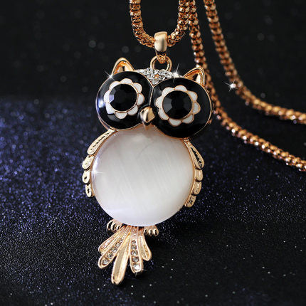 Brand Fashion Charms Crystal Owl Necklace Gem Cubic Zircon Diamond 18K Gold Long Chain Necklaces&Pendants Women Jewelry A329-Dollar Bargains Online Shopping Australia