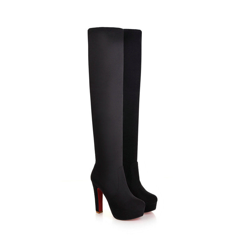 Women Suede Sexy Fashion Over the Knee Boots Sexy Thin High Heel Boots Platform Woman Shoes Black Blue size 34-43-Dollar Bargains Online Shopping Australia
