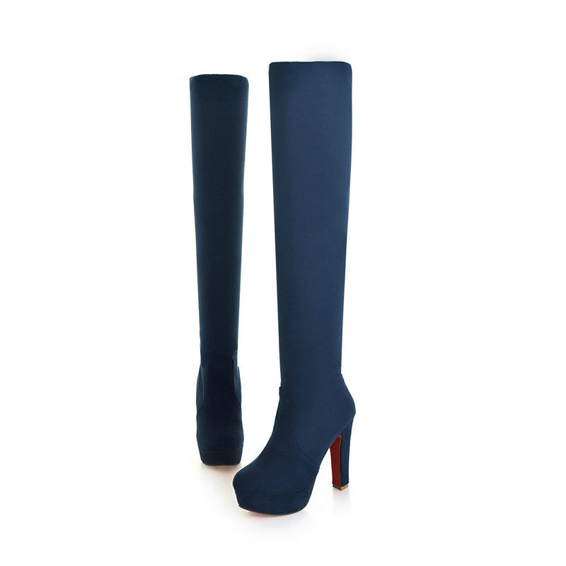 Women Suede Sexy Fashion Over the Knee Boots Sexy Thin High Heel Boots Platform Woman Shoes Black Blue size 34-43-Dollar Bargains Online Shopping Australia