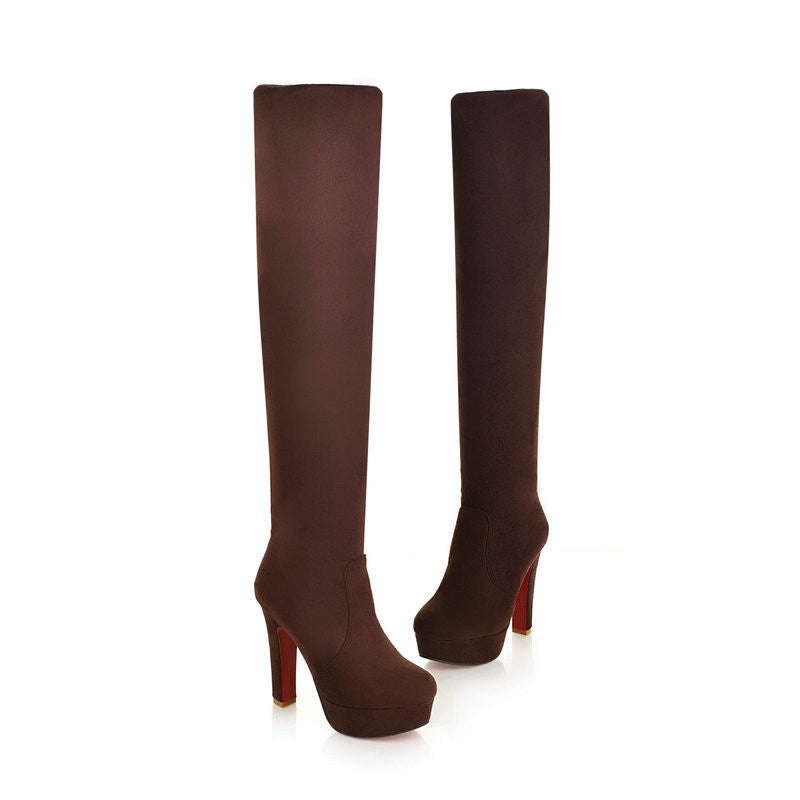 Women Suede Sexy Fashion Over the Knee Boots Sexy Thin High Heel Boots Platform Woman Shoes Black Blue size 34-43-Dollar Bargains Online Shopping Australia