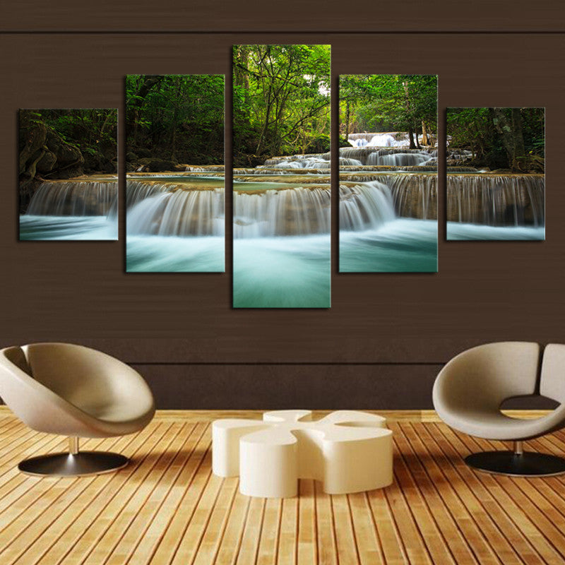 5 Pcs Waterfall Painting Canvas Wall Art Picture Home Decoration Living Room Canvas Print Painting-Large Canvas Art-Dollar Bargains Online Shopping Australia