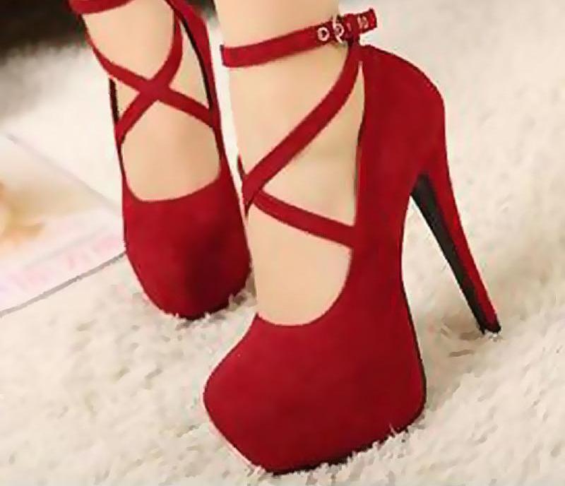 High-heeled Shoes Woman Pumps Wedding Shoes Platform Fashion Women Shoes Red High Heels 11cm Suede-Dollar Bargains Online Shopping Australia