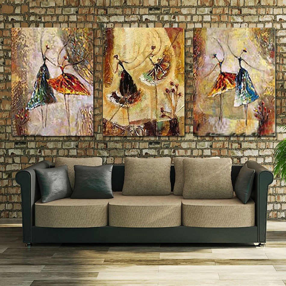 3 Panel Handpainted Ballet Dancer Abstract Modern Wall Art Picture Home Decor Oil Painting On Canvas For Bedroom-Dollar Bargains Online Shopping Australia