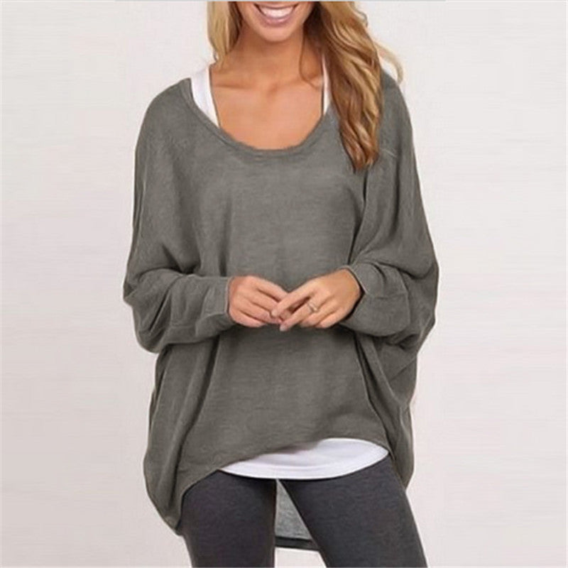 Women Blouse Batwing Long Sleeve Casual Loose Solid Top Shirt Sweater Plus Size Blusas Femininas 9 Colors-Dollar Bargains Online Shopping Australia