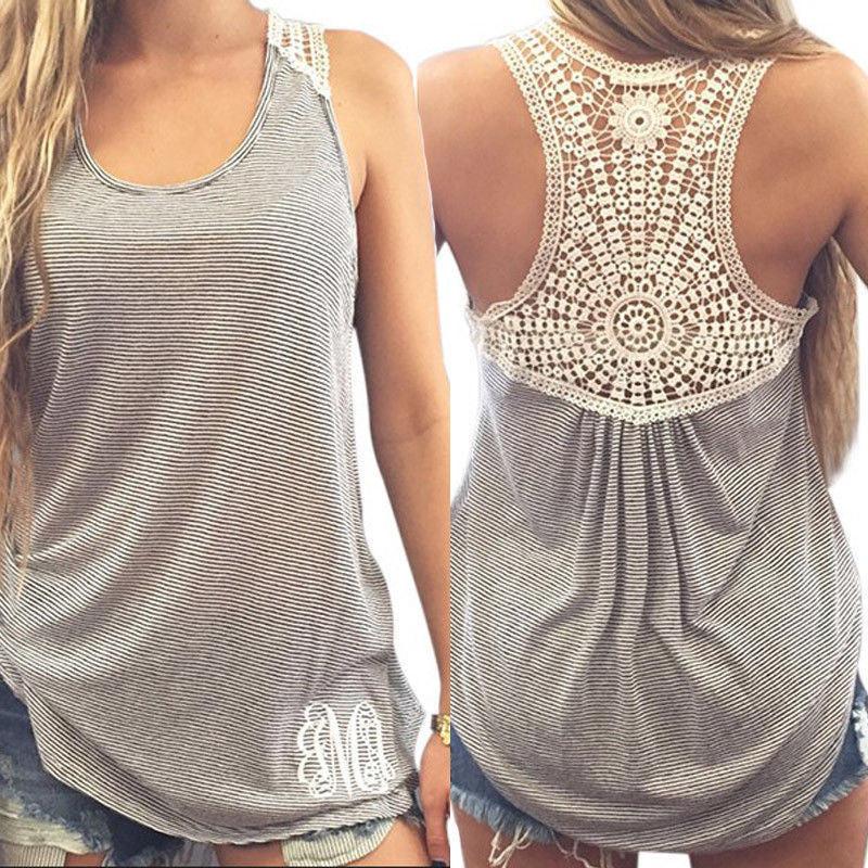 Women's Clothing Tops & Tees Tanks Fashion Women Summer Vest Top Sleeveless Casual Hollow Out Lace Tank Tops-Dollar Bargains Online Shopping Australia