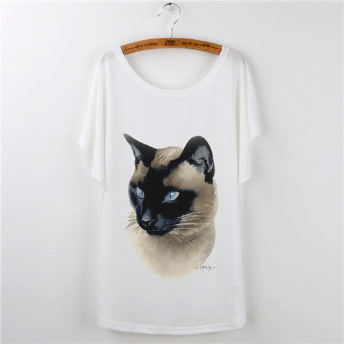 Harajuku Cat t-shirt Women Tee Shirt Femme Summer Casual Animal Cartoon print short sleeve Loose Ladies tops t shirt White-Dollar Bargains Online Shopping Australia