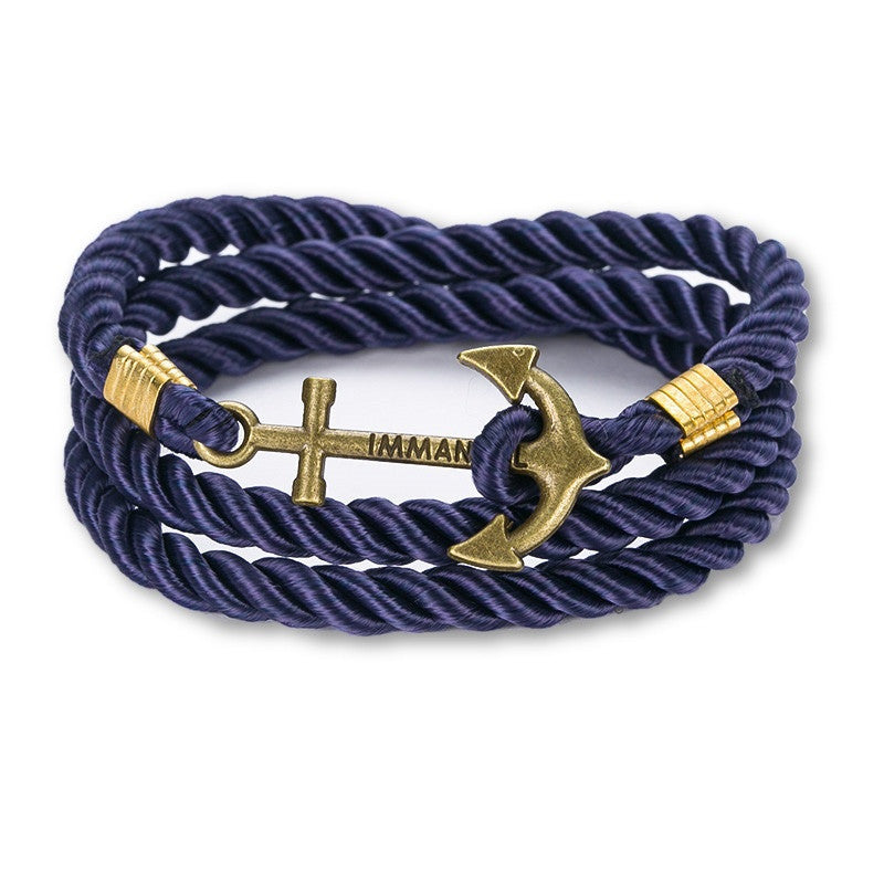 DIY Rope Black Blue Anchor Bracelet Fashion Women Men Hooks Bracelet Bangle Charm Bracelets Jewelry-Dollar Bargains Online Shopping Australia