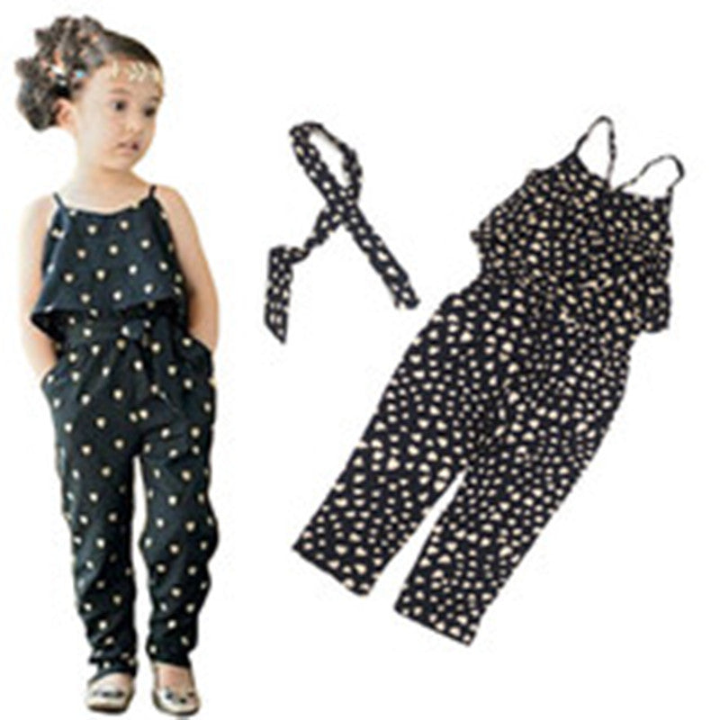 girls Rompers clothes kids Girls harness heart-shaped piece clothing set kids summer Jumpsuit clothes-Dollar Bargains Online Shopping Australia