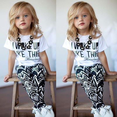Toddler Kids Baby Girls Outfit Clothes T-shirt Tops+Long Pants Trousers 2PCS Set-Dollar Bargains Online Shopping Australia