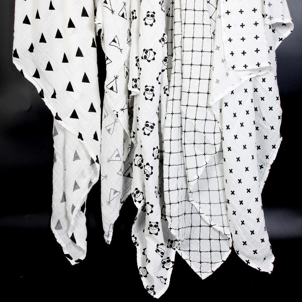 Ainaan Muslin Cotton Baby Swaddles For born Baby Blankets Black & White Gauze Bath Towel-Dollar Bargains Online Shopping Australia