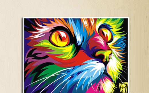 Original Colorful Paint cat Head Graphic pictures Art print on the canvas wall decor Home wall art picture-Dollar Bargains Online Shopping Australia
