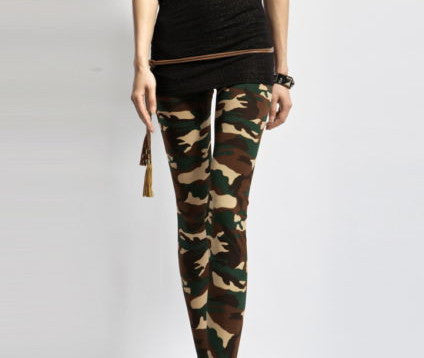 Women's Sexy Army Green Camouflage Printed Elastic Slim Pants Leggings Trousers-Dollar Bargains Online Shopping Australia