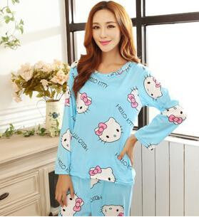 19 Colors Women Pajamas Suits Spring Autumn Cartoon Female Long-sleeve Pajama Pants Milk Silk Pajamas Suits tracksuit-Dollar Bargains Online Shopping Australia