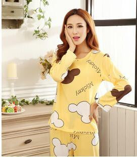 19 Colors Women Pajamas Suits Spring Autumn Cartoon Female Long-sleeve Pajama Pants Milk Silk Pajamas Suits tracksuit-Dollar Bargains Online Shopping Australia