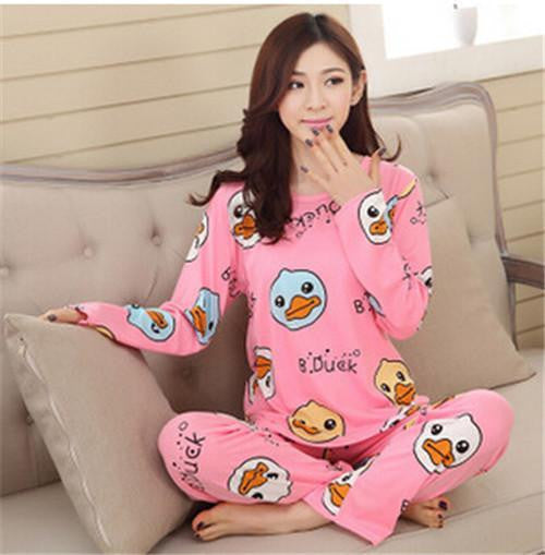 19 Colors Women Pajamas Suits Spring Autumn Cartoon Female Long-sleeve Pajama Pants Milk Silk Pajamas Suits tracksuit-Dollar Bargains Online Shopping Australia