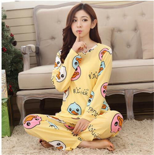 19 Colors Women Pajamas Suits Spring Autumn Cartoon Female Long-sleeve Pajama Pants Milk Silk Pajamas Suits tracksuit-Dollar Bargains Online Shopping Australia