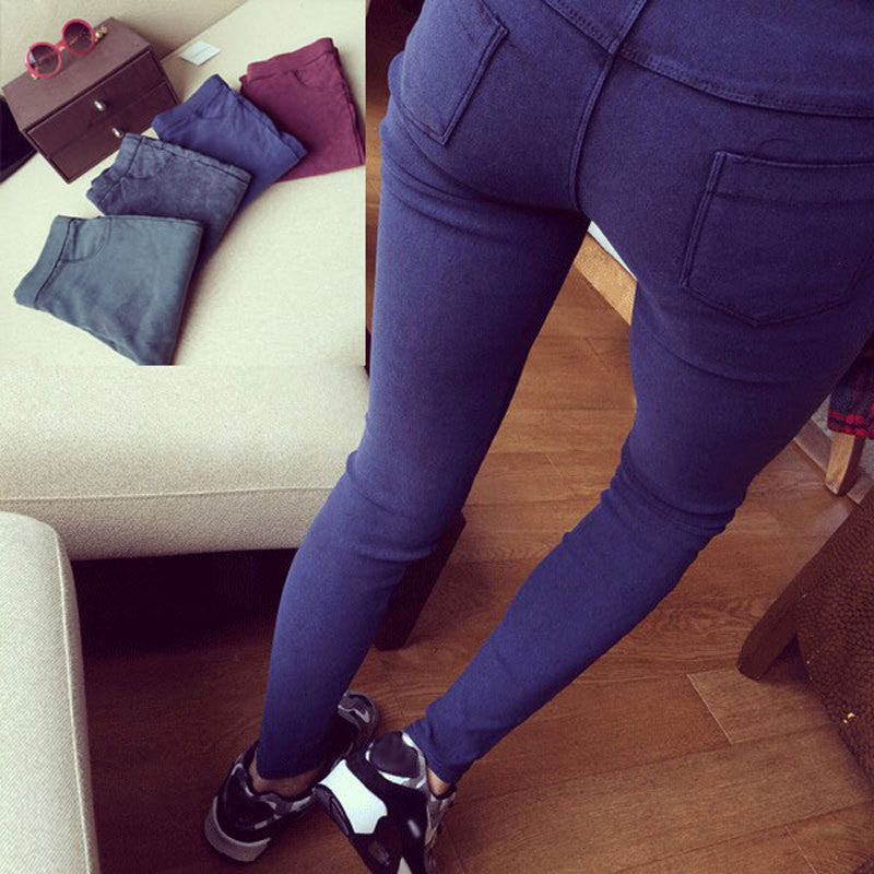 Spring Autumn Fashion Skinny Slim Thin High Elastic Waist Washed Jeans Jeggings Pencil Pants Denim Leggings For Women-Dollar Bargains Online Shopping Australia