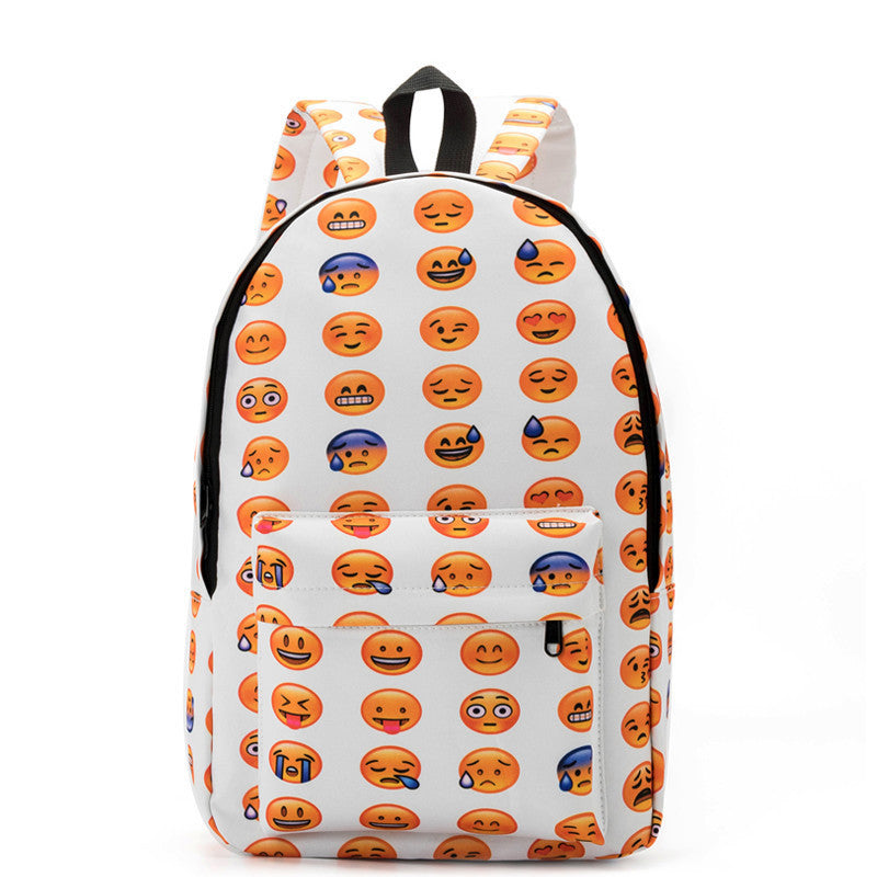 Women Emoji Printing School Bags Children Canvas Backpacks For Teenager Girls Casual Laptop Backpack Mochila Feminina-Dollar Bargains Online Shopping Australia