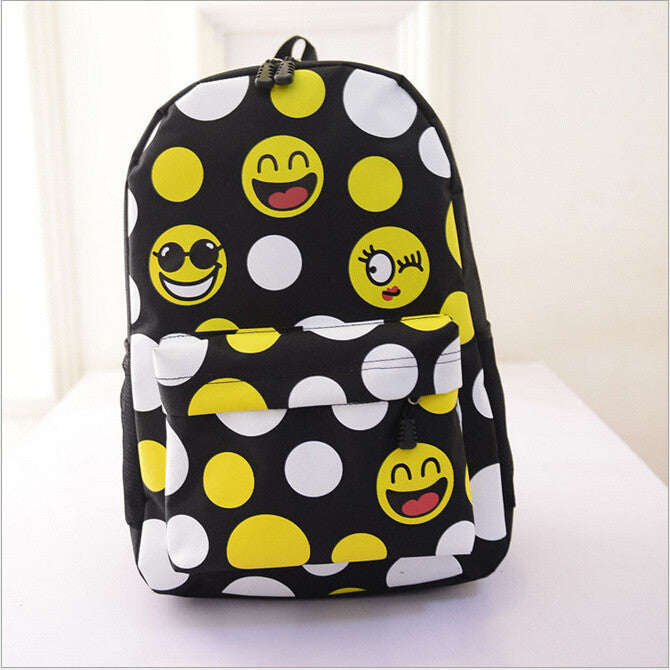 Women Emoji Printing School Bags Children Canvas Backpacks For Teenager Girls Casual Laptop Backpack Mochila Feminina-Dollar Bargains Online Shopping Australia