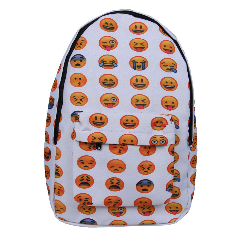 Women Emoji Printing School Bags Children Canvas Backpacks For Teenager Girls Casual Laptop Backpack Mochila Feminina-Dollar Bargains Online Shopping Australia